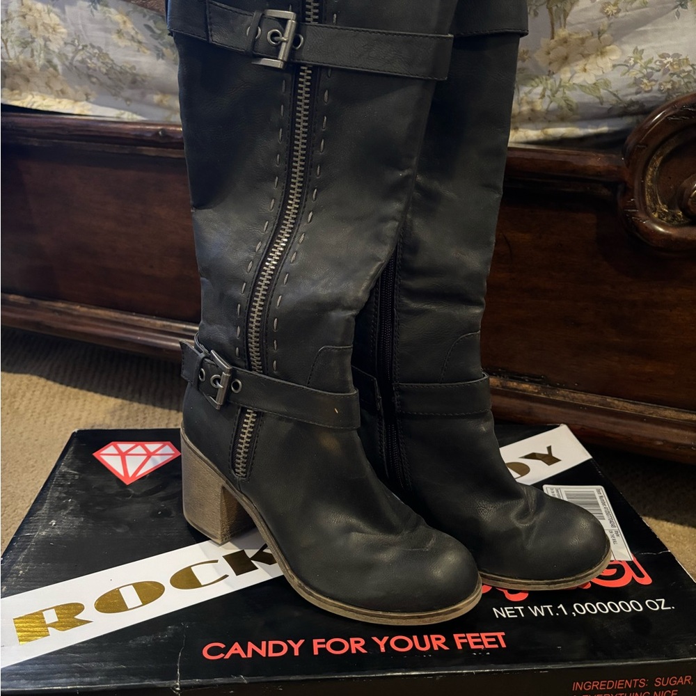 Rock & Candy Black Heeled Boots